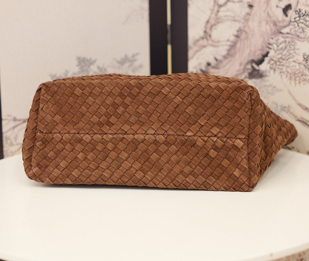 Hand-Woven Suede Leather Tote