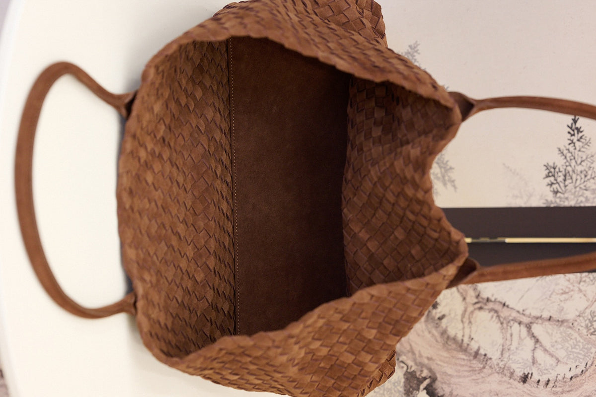Hand-Woven Suede Leather Tote