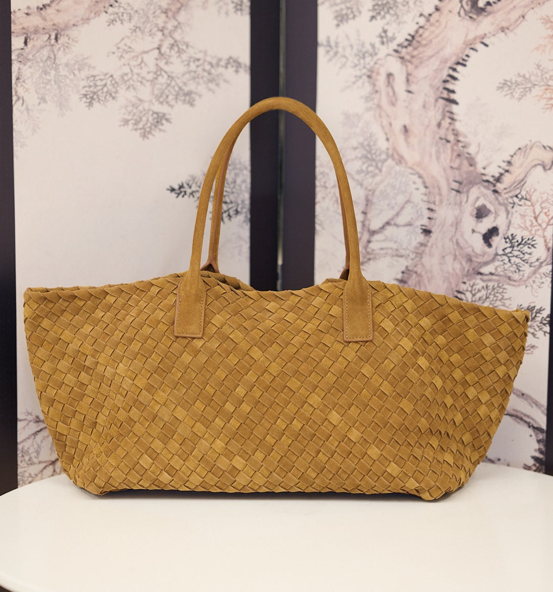 Hand-Woven Suede Leather Tote