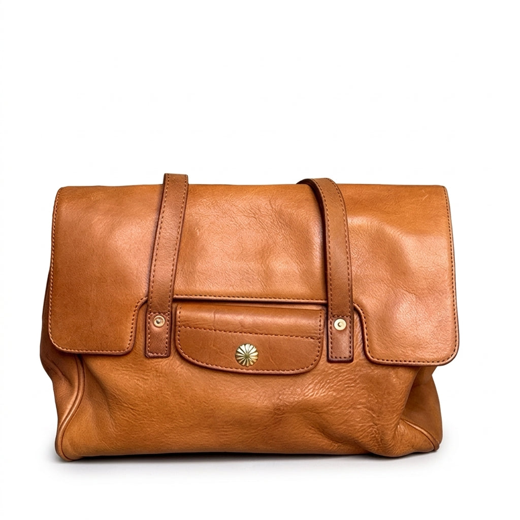Genuine Leather Flap Satchel by Christina Shiefer