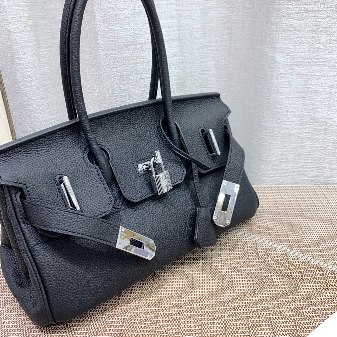 Structured Cowhide Leather Handbag