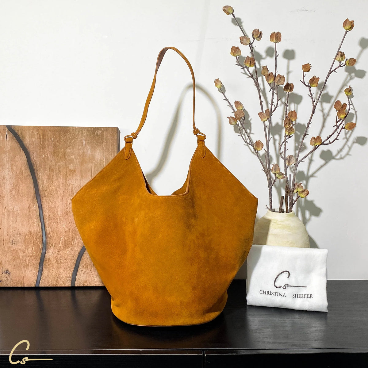 Large Suede Bucket Bag