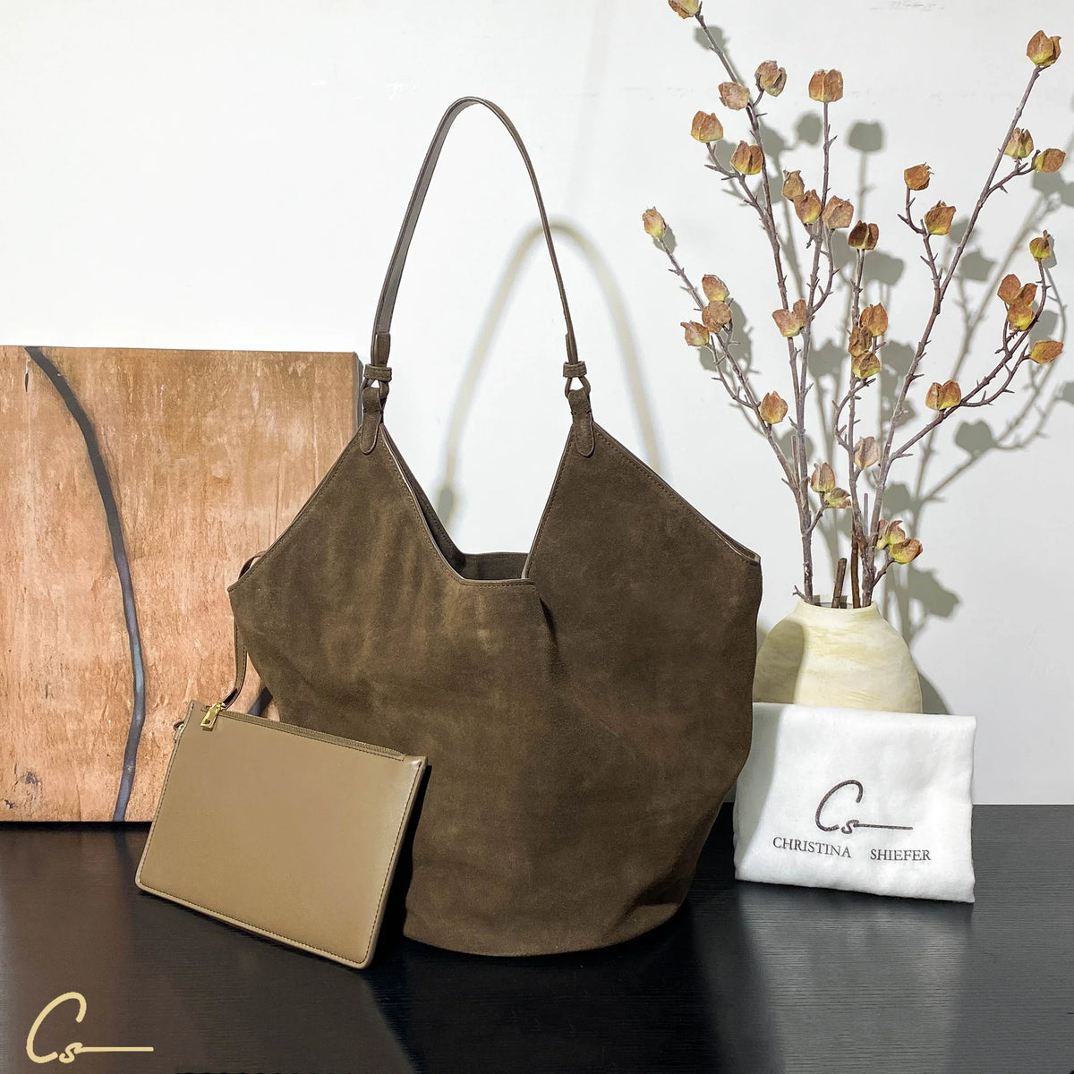Large Suede Bucket Bag