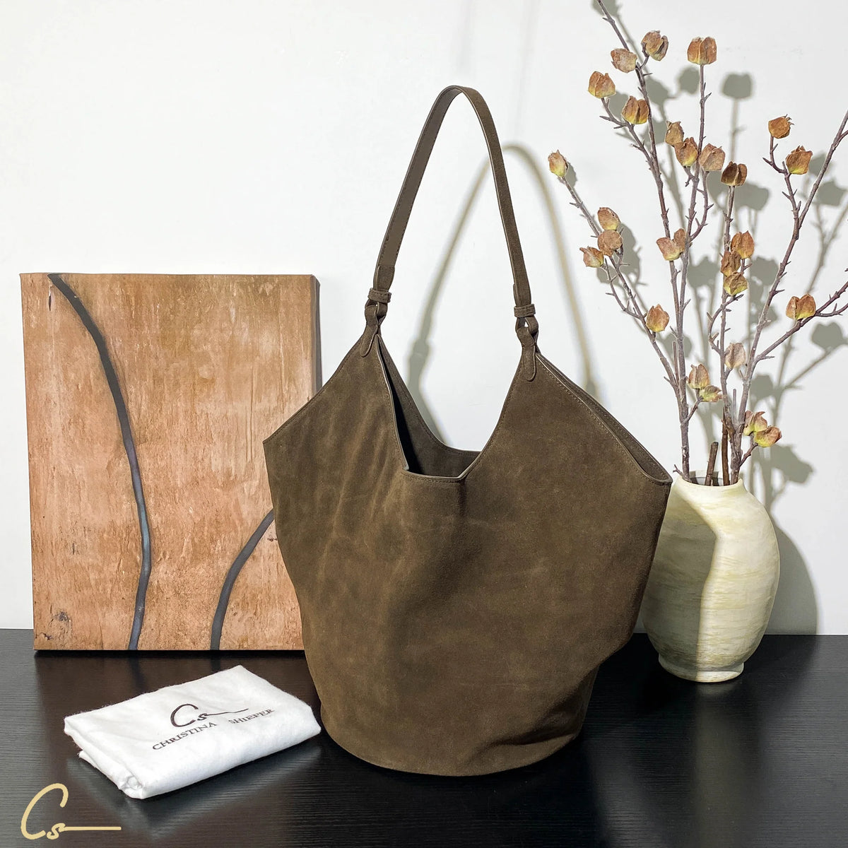 Large Suede Bucket Bag