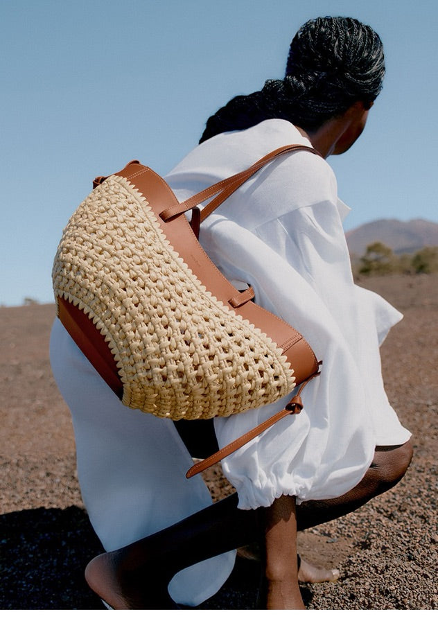 Woven Raffia &amp; Leather Shoulder Bag – Summer Edition