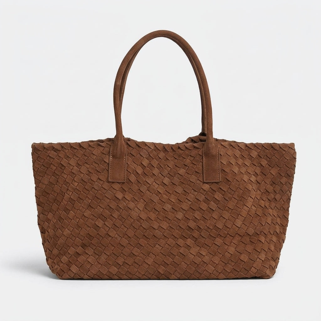 Large Woven Suede Leather Tote by Christina Shiefer