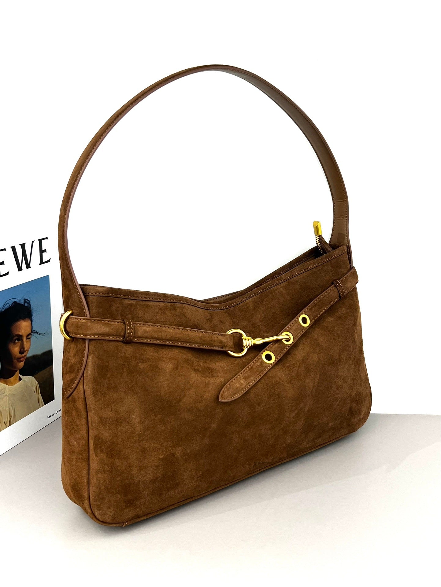 Suede-Leather  Luxe shoulder bag