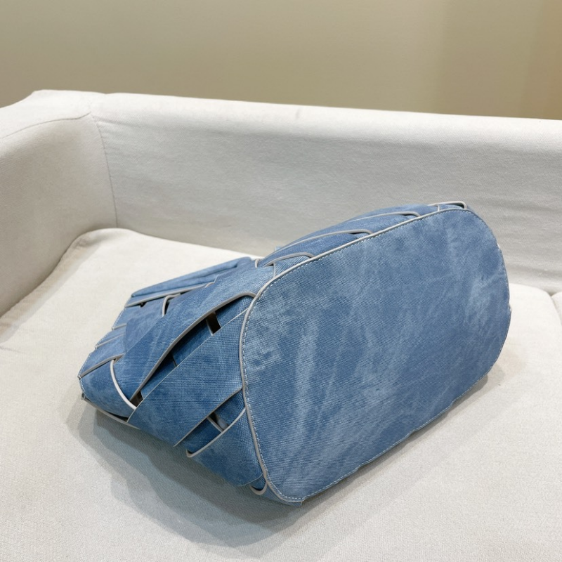 Denim Blue Hollowed Woven Bag