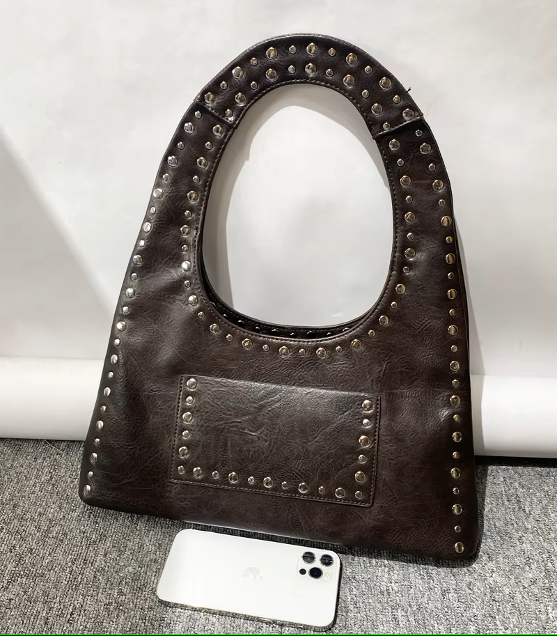 Vintage Luxe Vegan Studded Tote