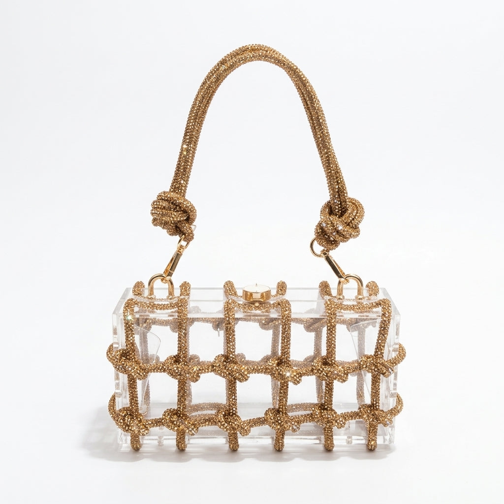 Rhinestone Clear Box Handbag by Christina Shiefer