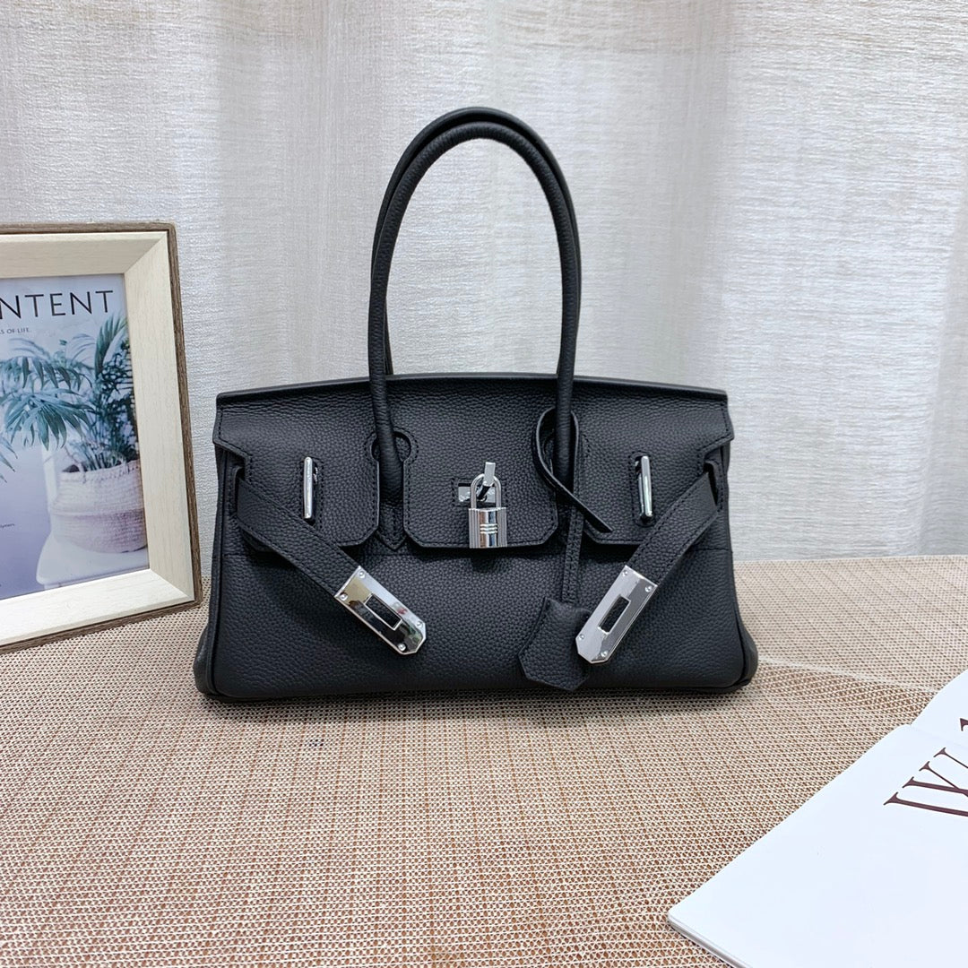 Structured Cowhide Leather Handbag