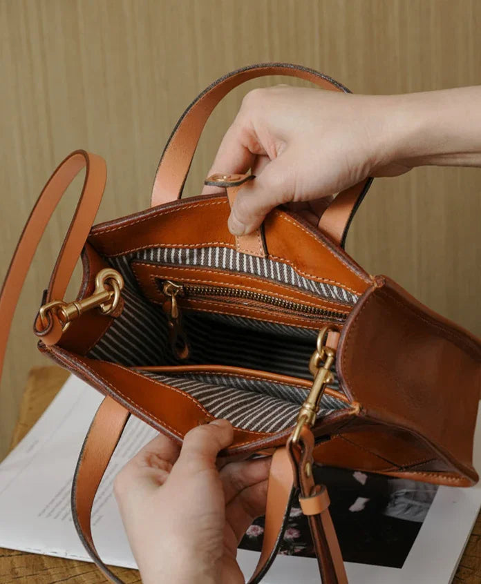 Handmade Italian Quilted Leather Mini Tote Bag