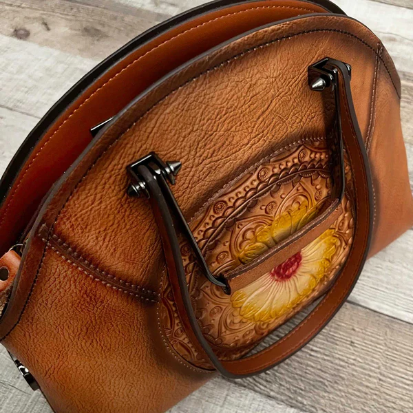 Vintage Cowhide Leather Boho Handbag
