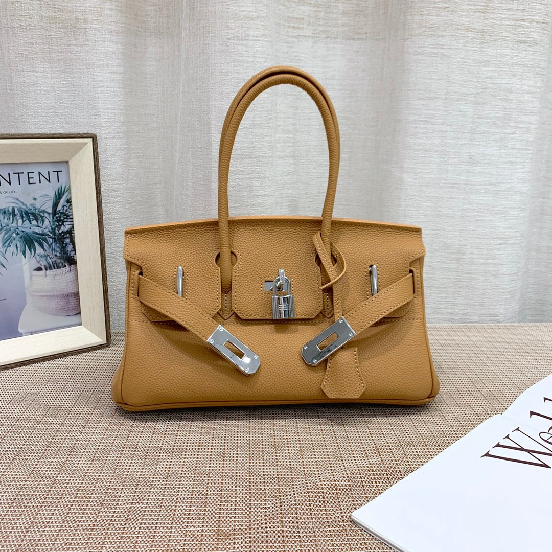 Structured Cowhide Leather Handbag