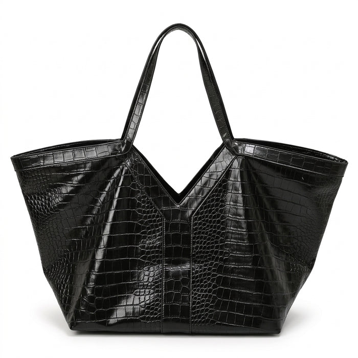 Oversized Croc Vegan Leather Tote by Christina Shiefer
