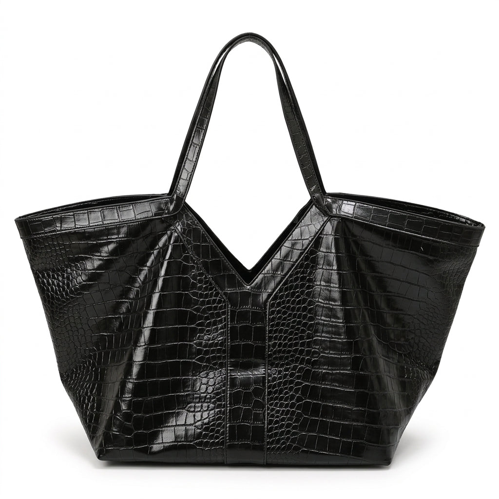 Oversized Croc Vegan Leather Tote by Christina Shiefer