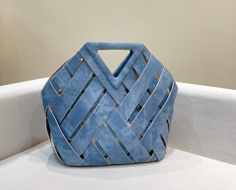 Denim Blue Hollowed Woven Bag