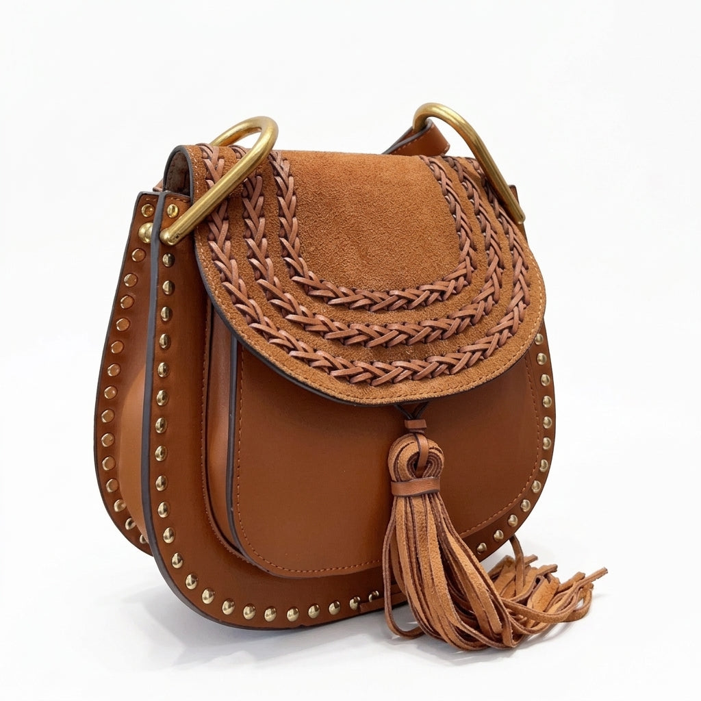 Braided Leather Tassel Satchel by Christina Shiefer