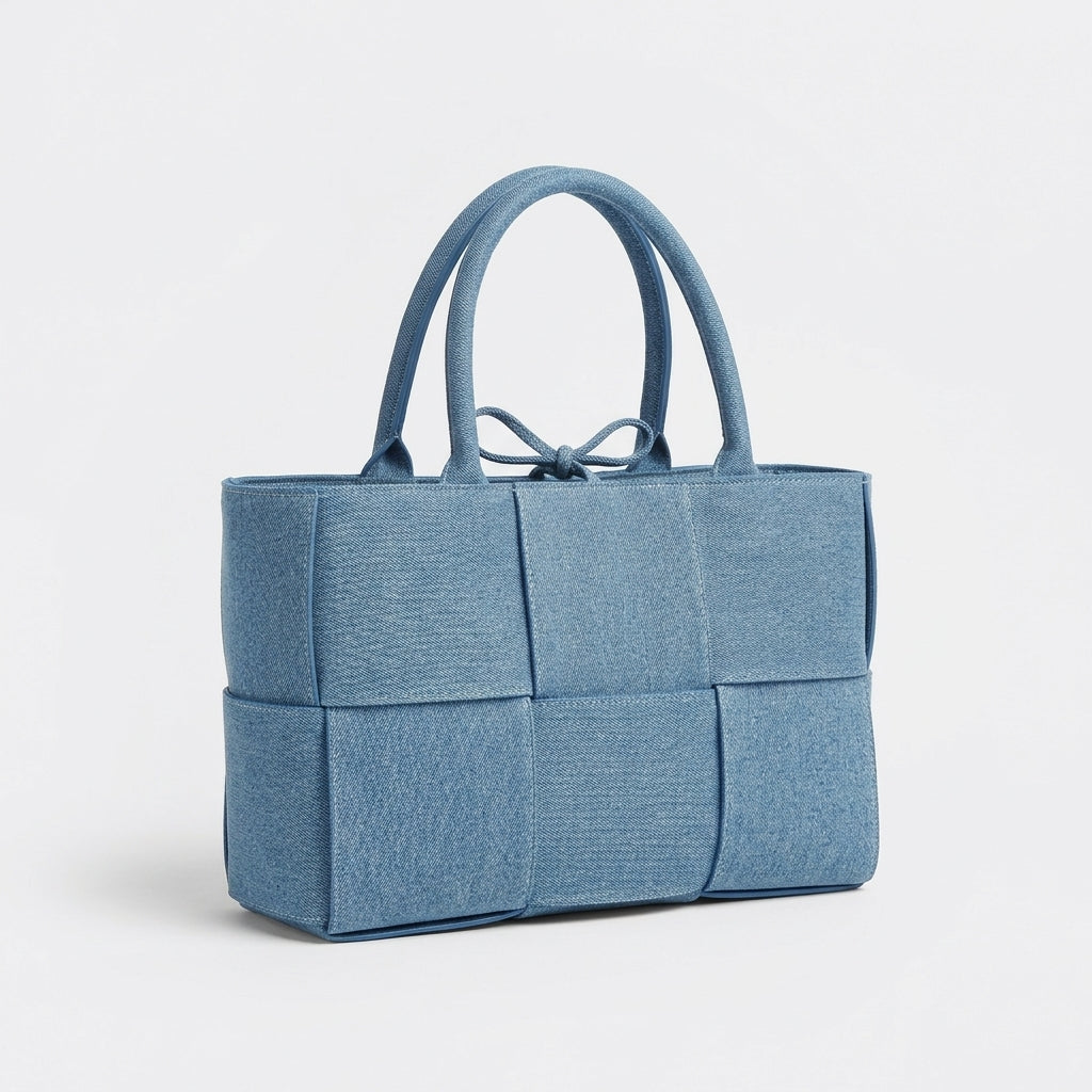 Woven Quilted Denim Shoulder Bag by Christina Shiefer