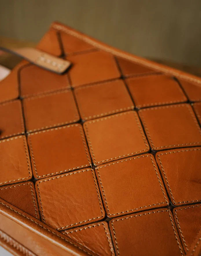 Handmade Italian Quilted Leather Mini Tote Bag