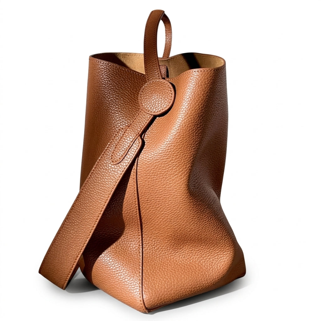 Pebbled Calfskin Bucket Bag by Christina Shiefer
