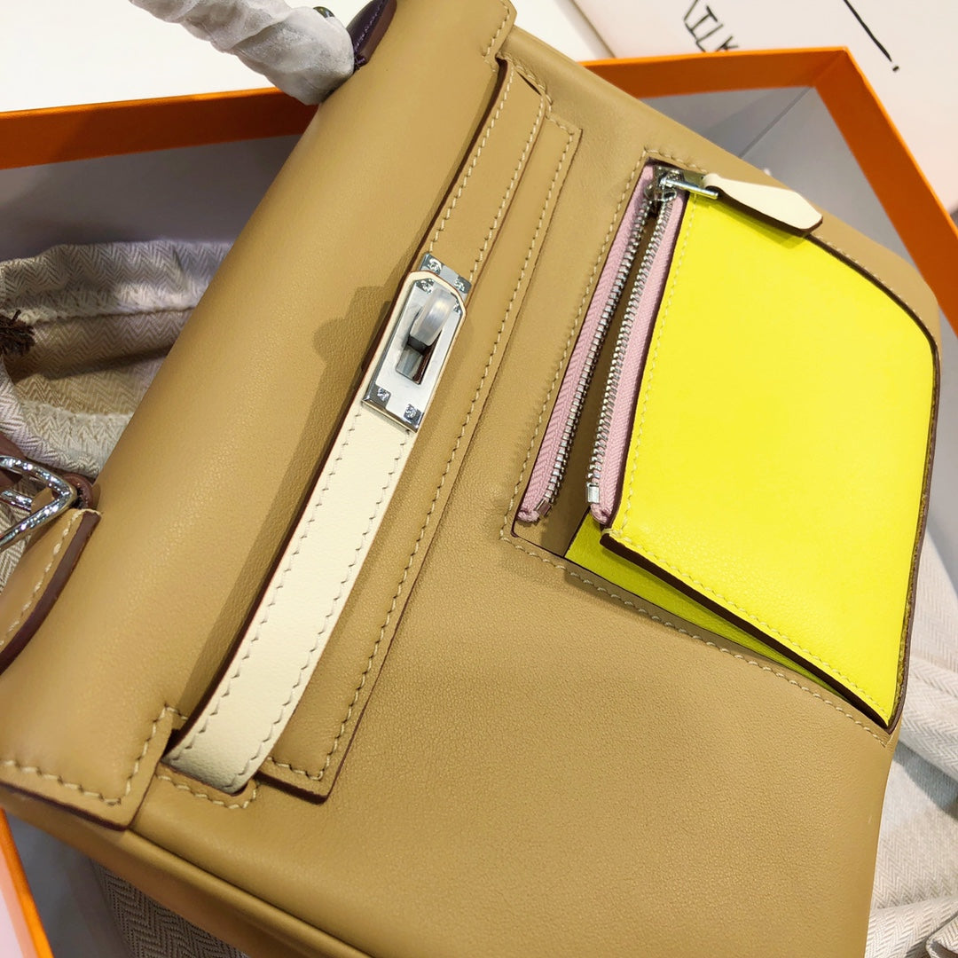 Mini Leather Tote with Front Zipper