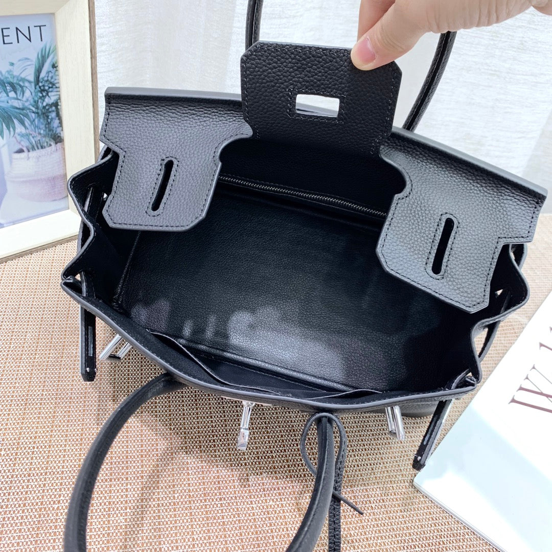Structured Cowhide Leather Handbag