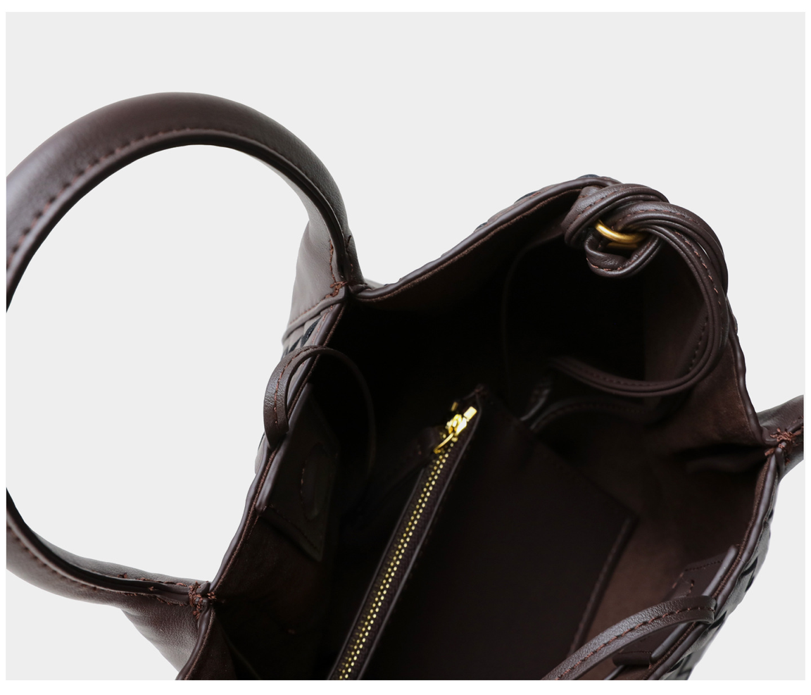 Woven Cowhide Leather Tote Bag