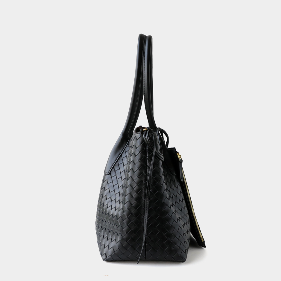 Woven Cowhide Leather Tote Bag