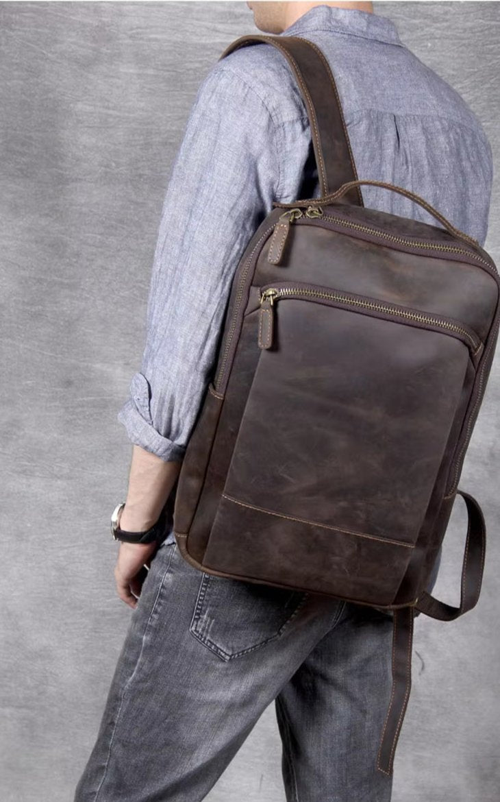 Premium Cowhide Leather Backpack - with Upgraded Design