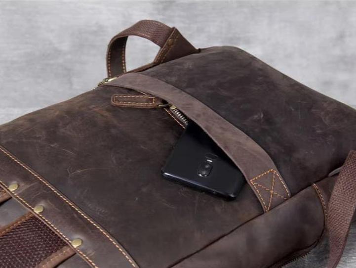 Premium Cowhide Leather Backpack - with Upgraded Design