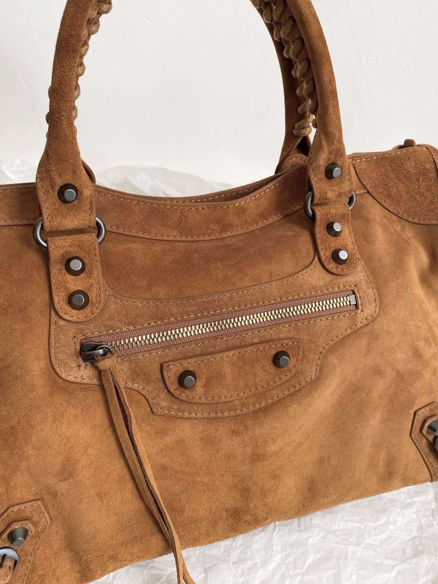 Braided Suede Calfskin Shoulder Bag