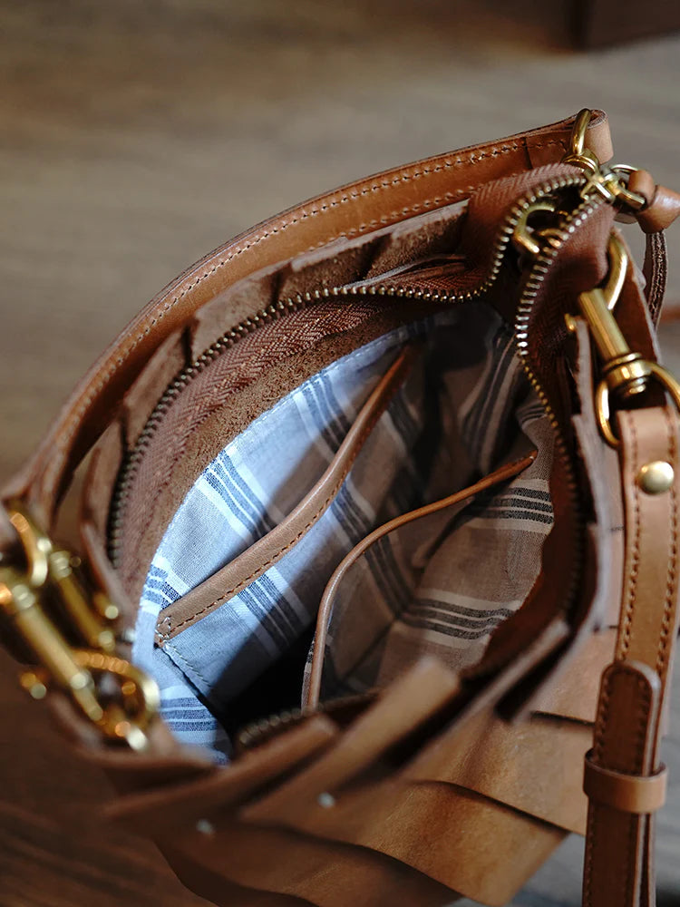 Pleated Leather Bucket Bag