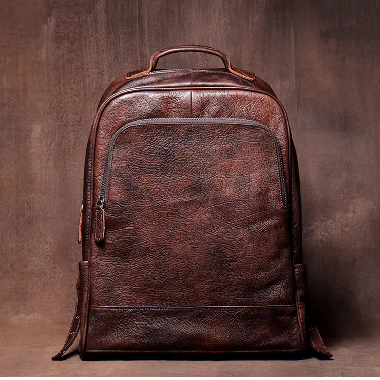 Distressed Leather Rucksack by Christina Shiefer