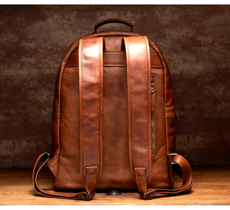 Classic Cowhide Leather Backpack