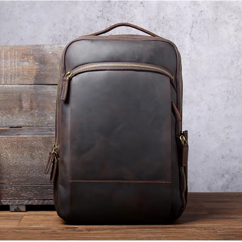 Premium Cowhide Leather Backpack - with Upgraded Design