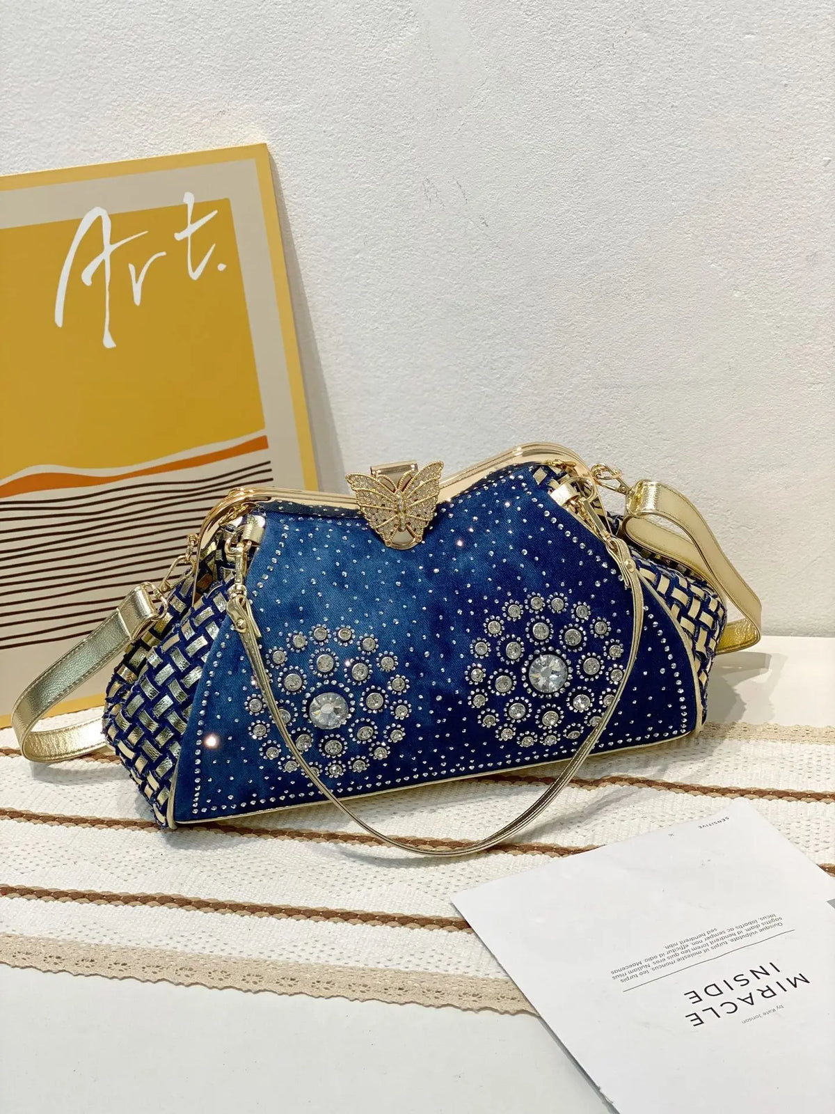 Diamond Denim Butterfly bag