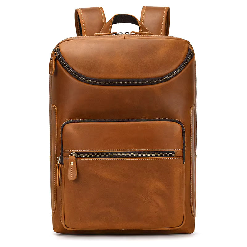 cowhide leather backpack brown Classic Vintage Leather Cowhide Backpack