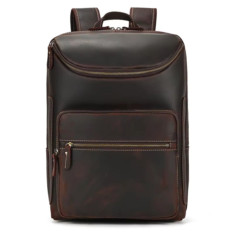 Classic Vintage Leather Cowhide Backpack