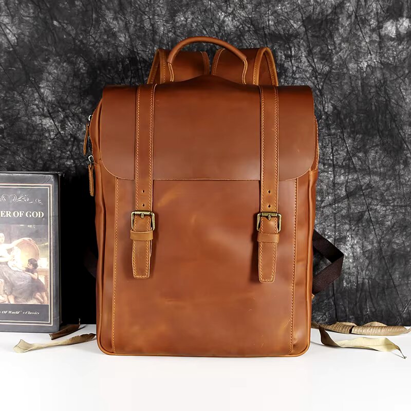 Retro Crazy Horse Leather Backpack