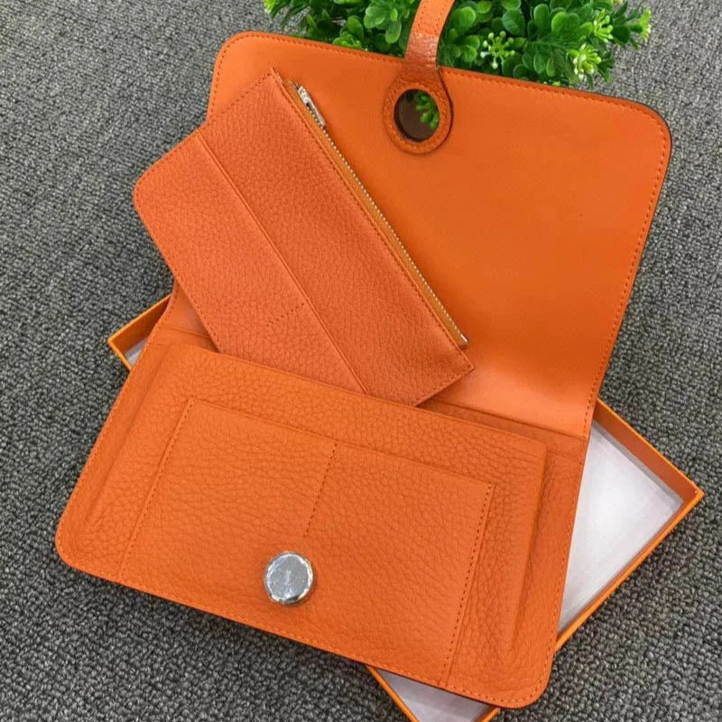 Grained Leather Large Wallet