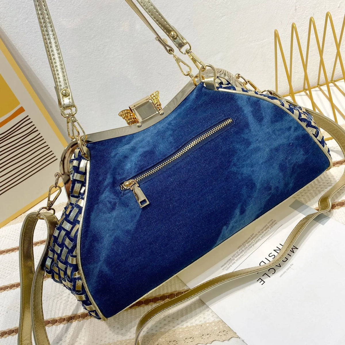 Diamond Denim Butterfly bag