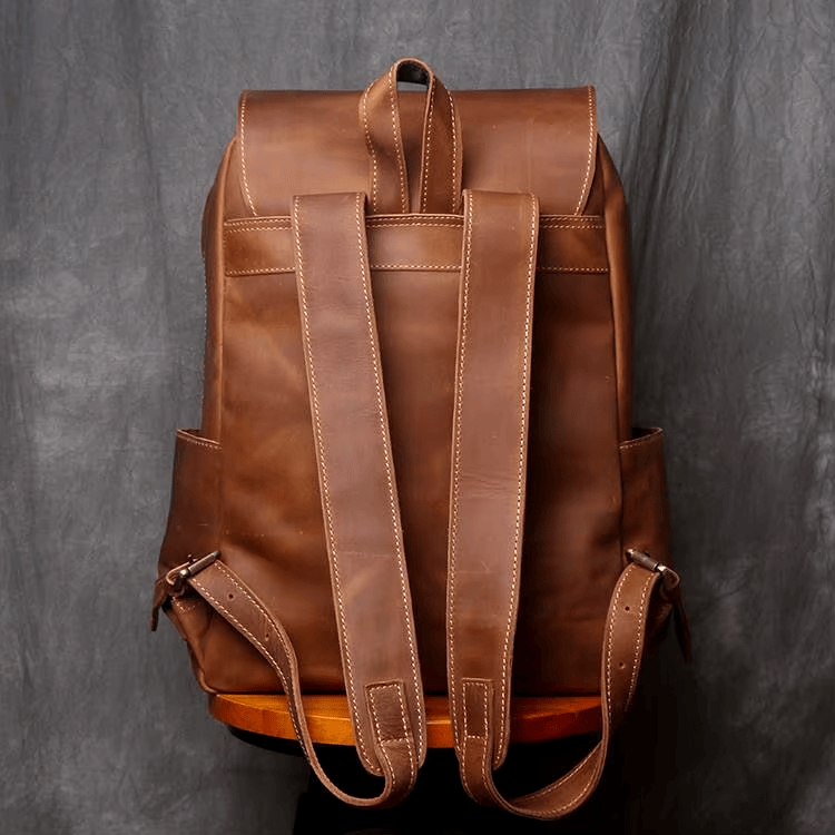 Rustic Cowhide Leather Backpack