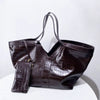 Oversized Croc Embossed Vegan Leather Tote Bag