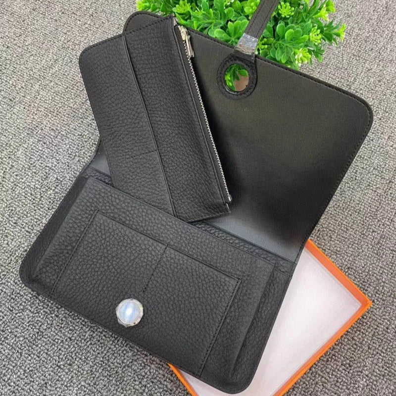 Grained Leather Large Wallet