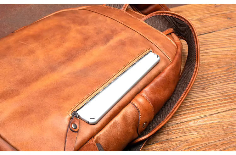 Classic Cowhide Leather Backpack