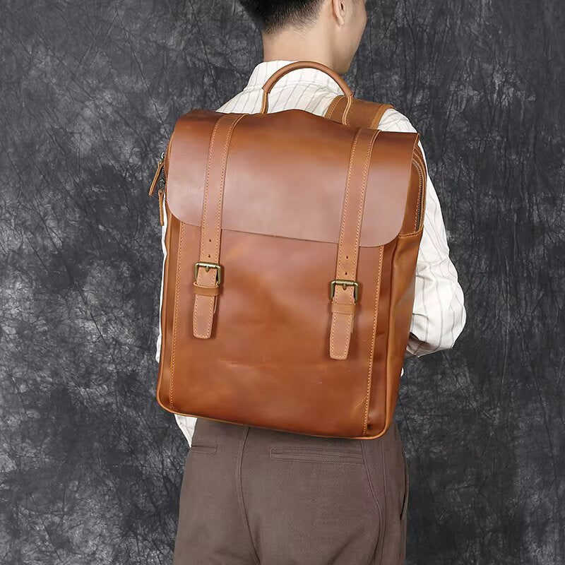 Retro Crazy Horse Leather Backpack