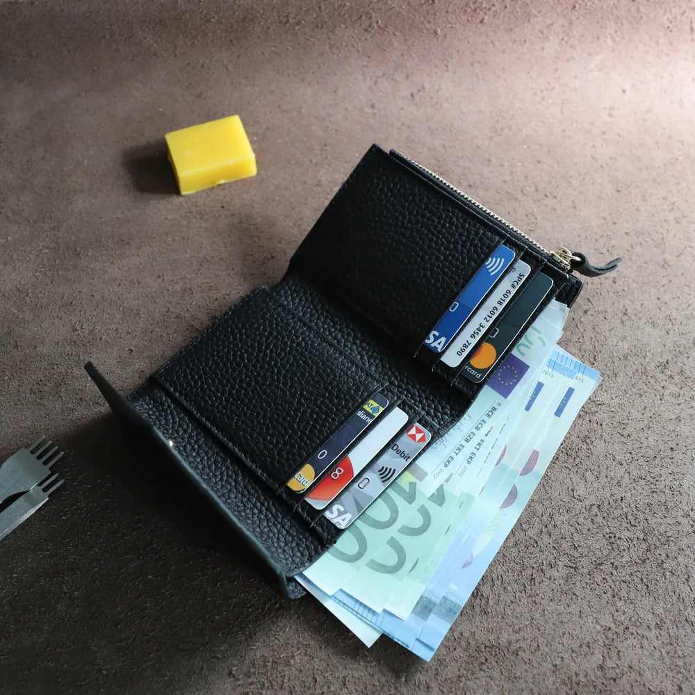 Leather Coin &amp; Card Wallet
