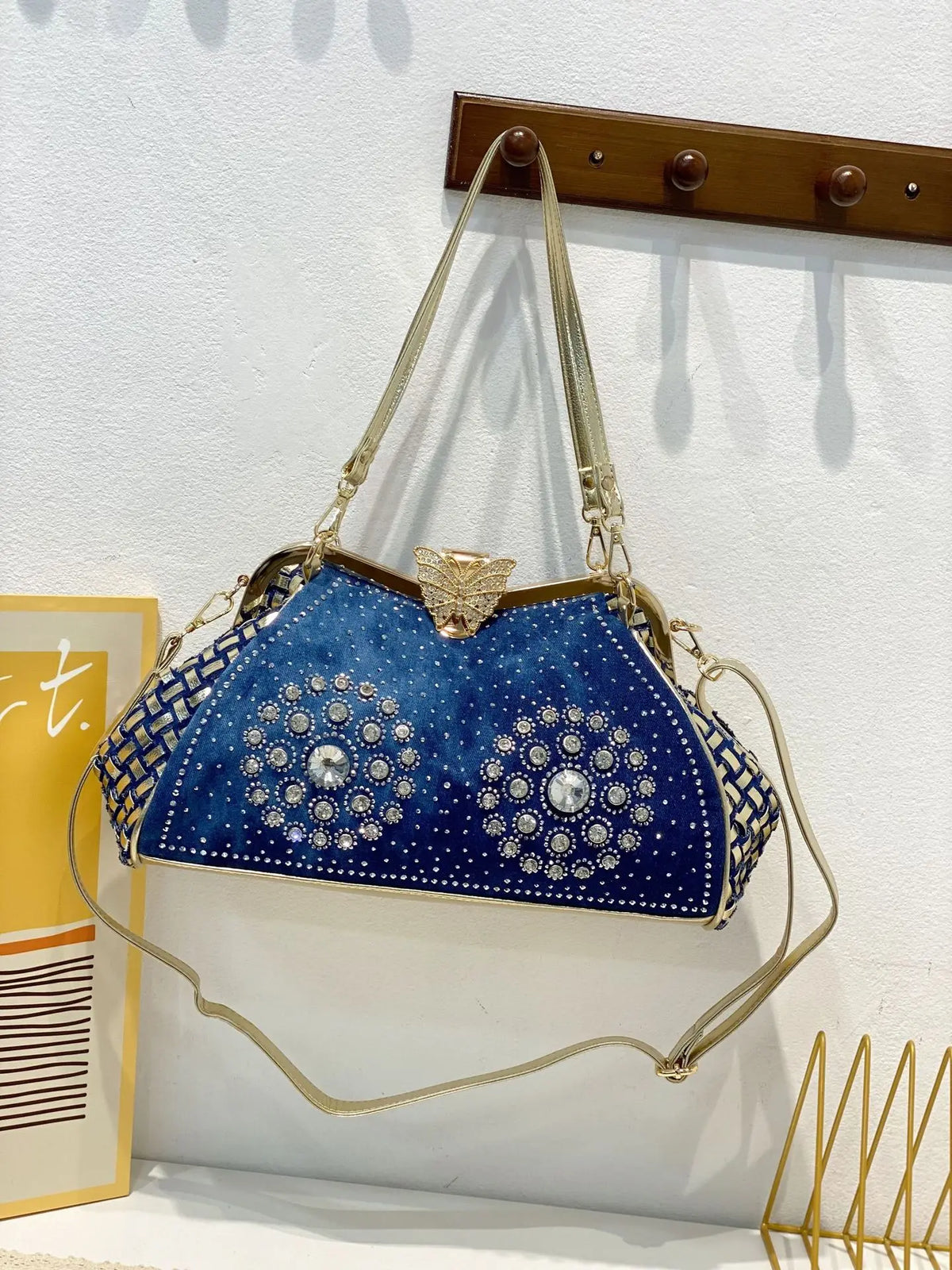 Diamond Denim Butterfly bag