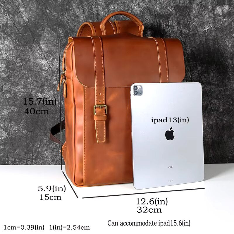 Retro Crazy Horse Leather Backpack